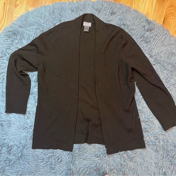 Sigrid Olsen Dark Brown Silk Ribbed Cardigan Size M - Picture 1 of 5